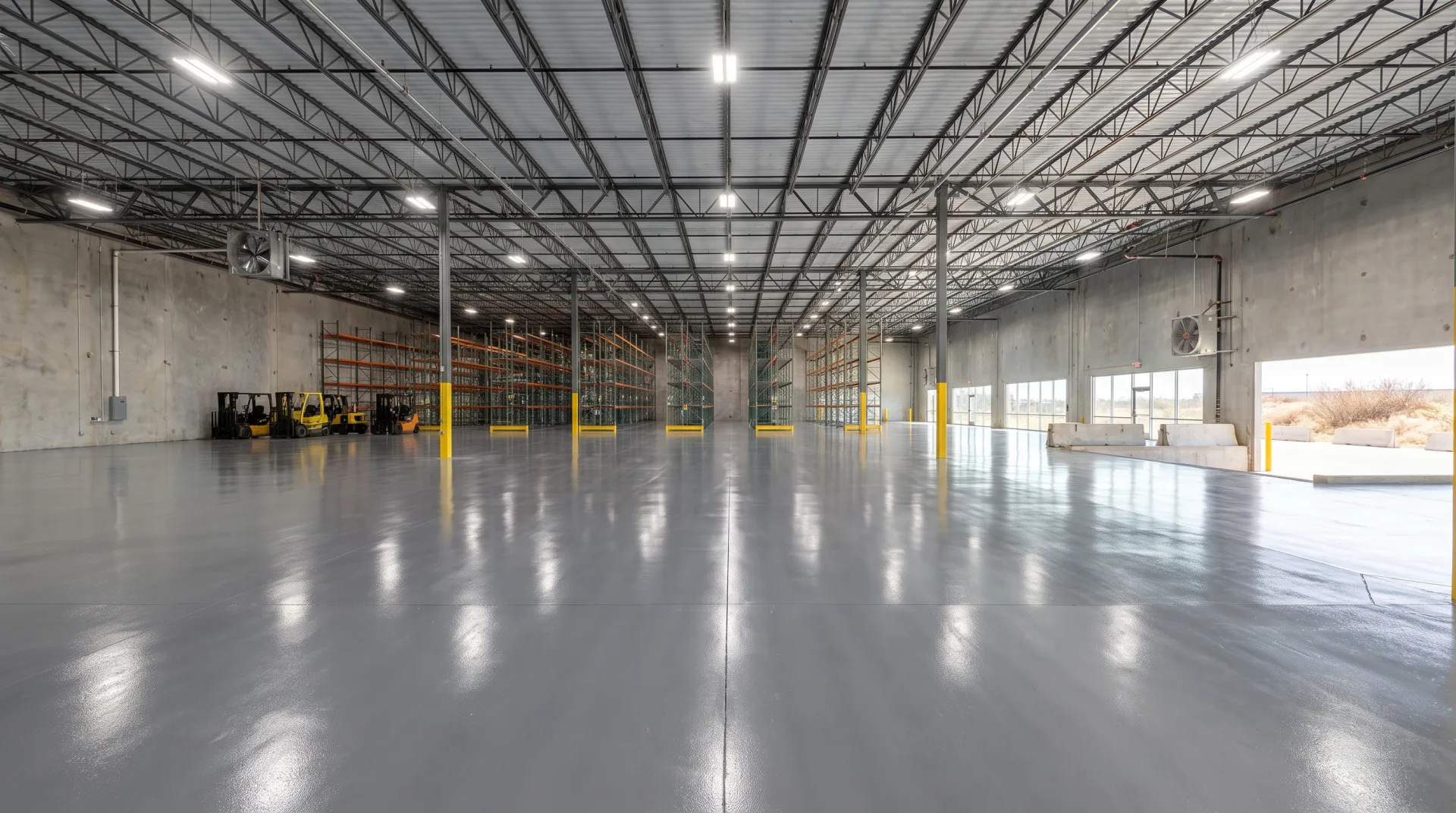 Chemical-resistant epoxy coated warehouse floor in a San Antonio distribution facility