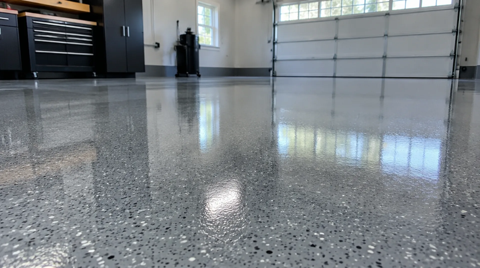 Polyaspartic floor coating in a San Antonio garage compared against epoxy for cost and durability