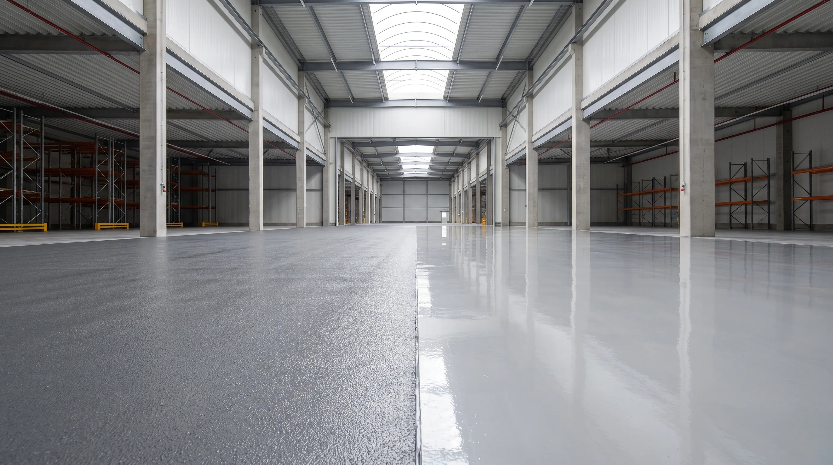 Industrial floor showing urethane cement flooring installed for thermal shock resistance in a San Antonio commercial facility